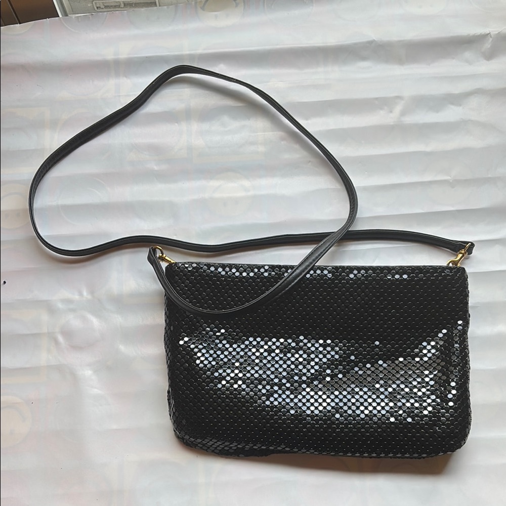 Black metal mesh Whiting & Davis bag